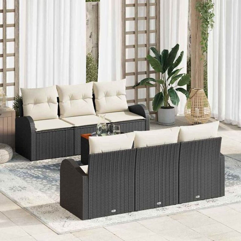Vidaxl Garten-Sofa-Set 7-teilig aus Rattan und Metall in Schwarz und Weiß im modernen Design - Bild 1
