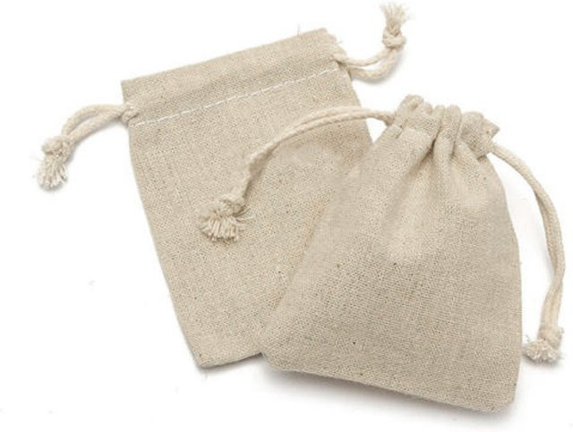 50 Stück kleine Jutebeutel aus Leinen in Beige für Geschenke, Schmuck und Hochzeiten - Bild 1