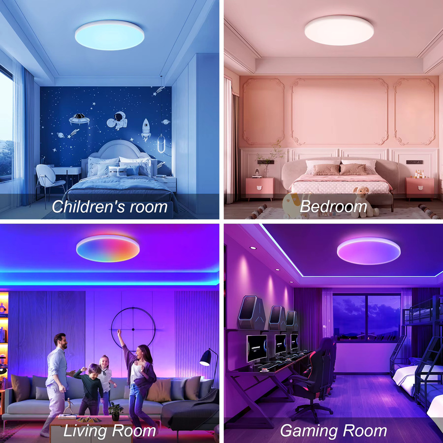 Cozylife Intelligente WLAN-LED-Deckenleuchte 24W Runde Panel-Ambientelampe mit RGB und App-Steuerung, Dimmbar, Weiß/Multicolor - Bild 3