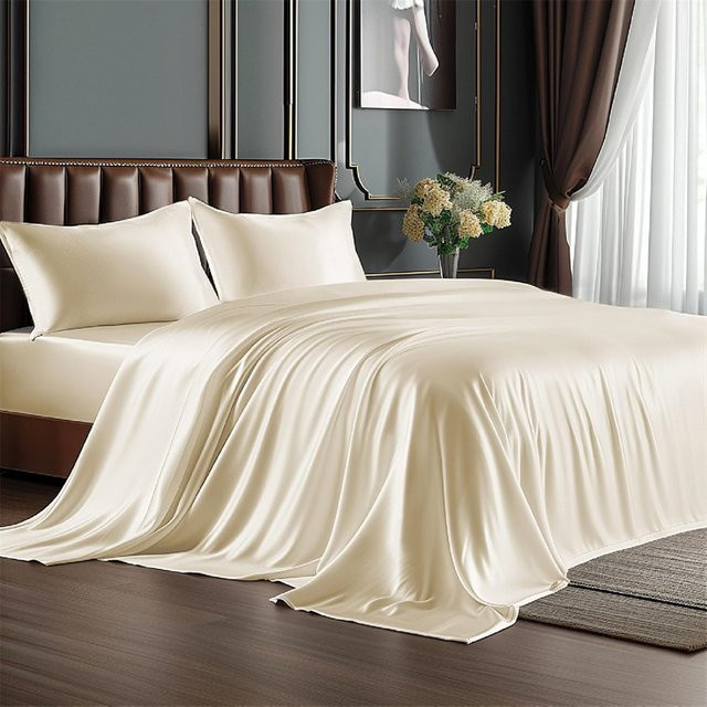 Dreamreal Bettwäsche-Set aus 100% Maulbeerseide mit Bettbezug und Kissenbezug, Pink und Grau, B/H: 180 x 200 cm - Bild 1