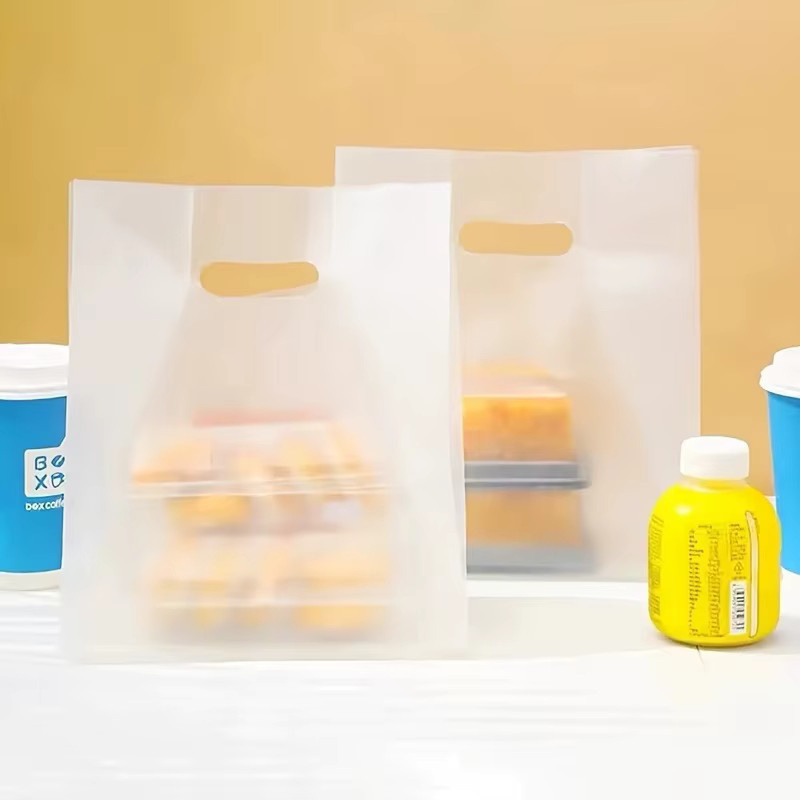 50 Stück transparente Kunststoff-Geschenktüten mit Griffen für Gebäck und Desserts - Bild 2