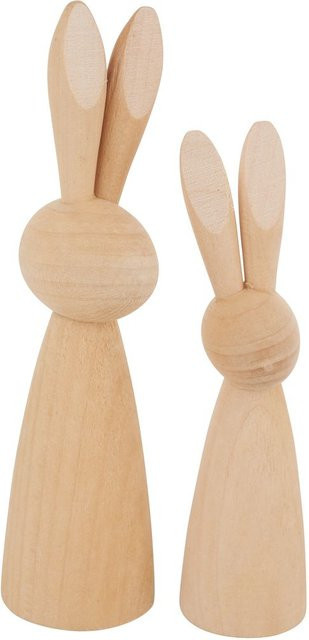 Holzhasen Figurenkegel von Creativ Company aus Pappelholz in Beige für Ostern - Bild 1