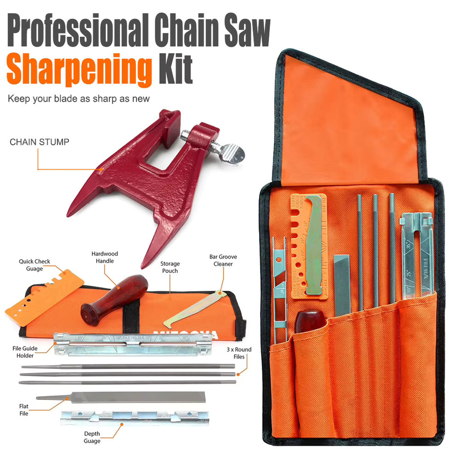 QDS Professionelles Kettensägen-Schärfset mit Montagehalterung für Führungsschiene und Kettenstütze - Bild 2