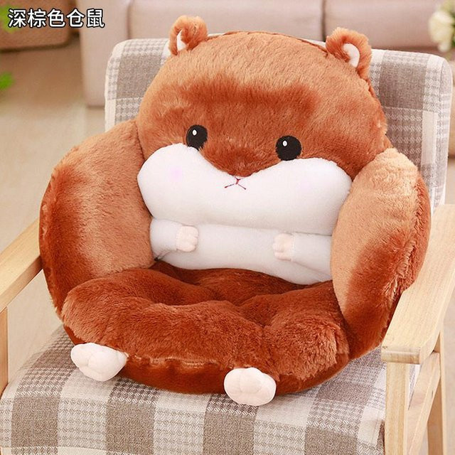 Süßes Hamsterkissen als Rückenlehne und Lordosenstütze in Braun für Büro, Sofa oder Kinderzimmer - Bild 1
