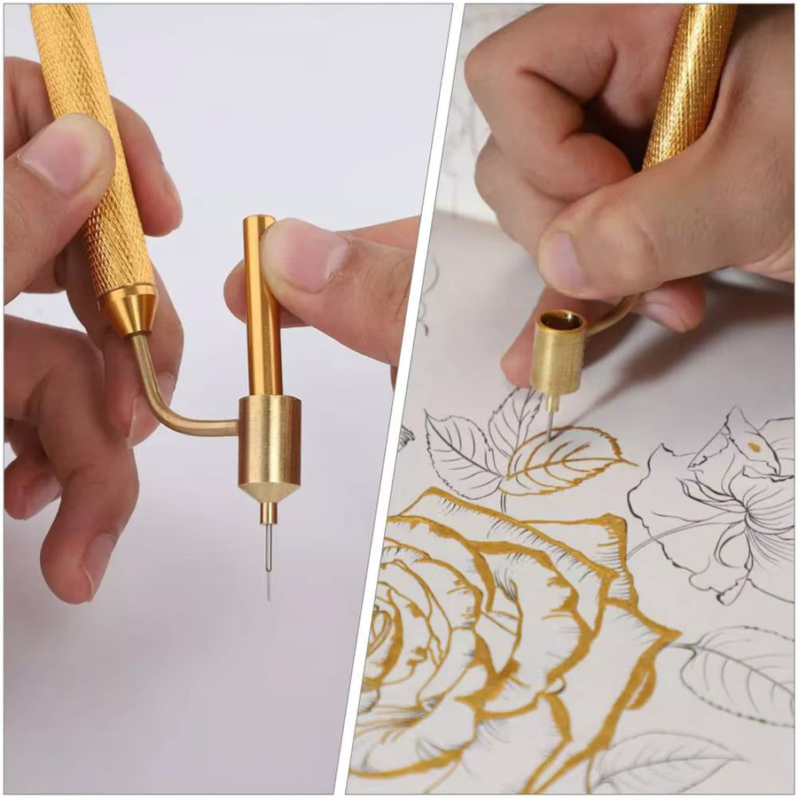 Präzisions-Stift mit Schrägspitze und Gold-Metallgehäuse für professionelle Reparaturen und Kunstarbeiten - Bild 5
