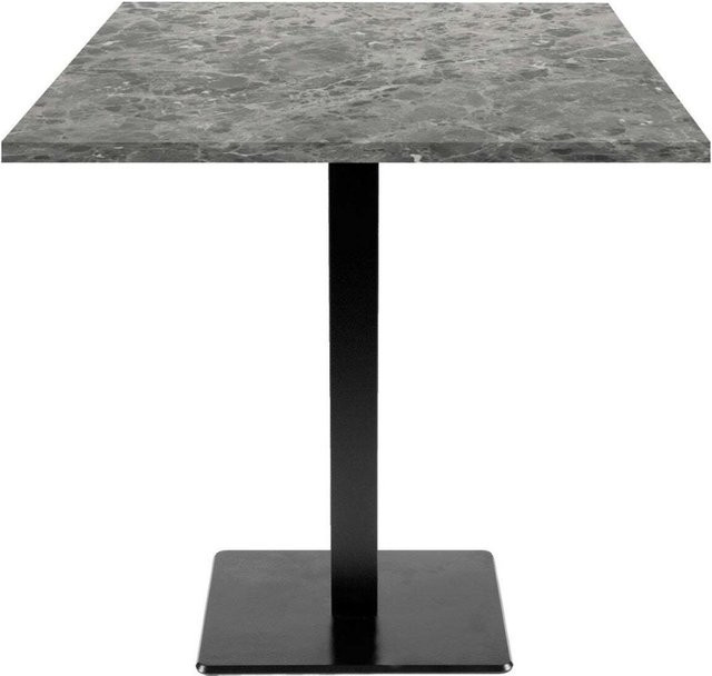 RestooTab Tisch Milan quadratisch in Steinoptik und Holzdekor, Farbe Steingrau/Marmoriert und Schwarz, B/T/H: 70 x 70 x 75 cm - Bild 1