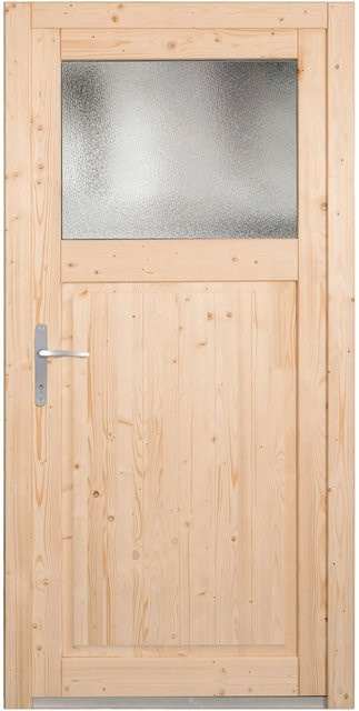 Panto Holz-Nebeneingangstür NET 504 Natur Braun mit Glaseinsatz, B/H: 98 x 198 cm, DIN L - Bild 1