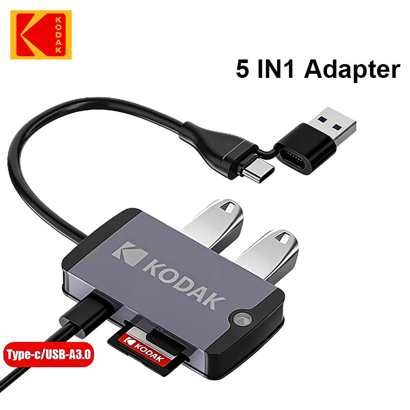 Kodak T320 Fünf-in-Eins Multifunktions-Kartenleser und USB-Hub mit USB 3.0, USB 2.0 sowie USB-C und SD/TF-Kartenleser - Bild 2