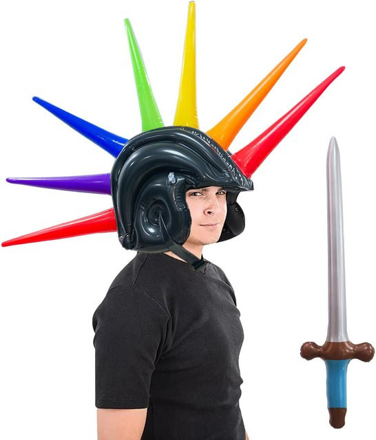 Aufblasbarer Hut und blaues Schwert Party Dekoration Requisiten schwarz - Bild 1