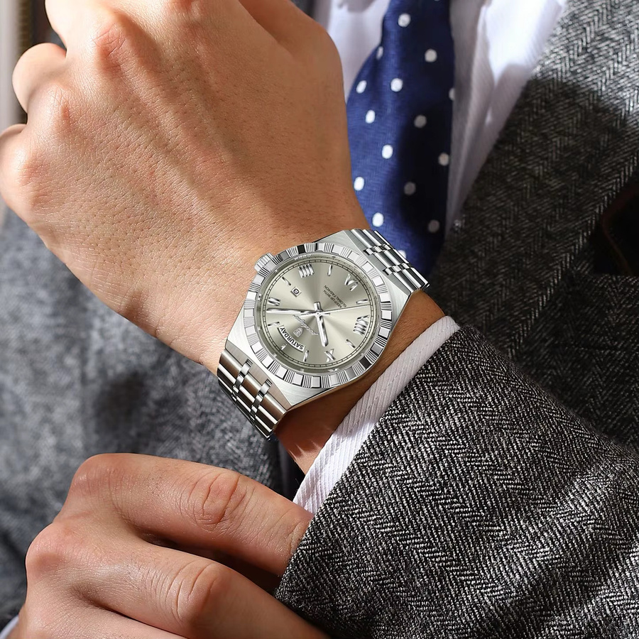 POEDAGAR Armbanduhr Edelstahl, Quarz, Silber, Herren - Bild 6