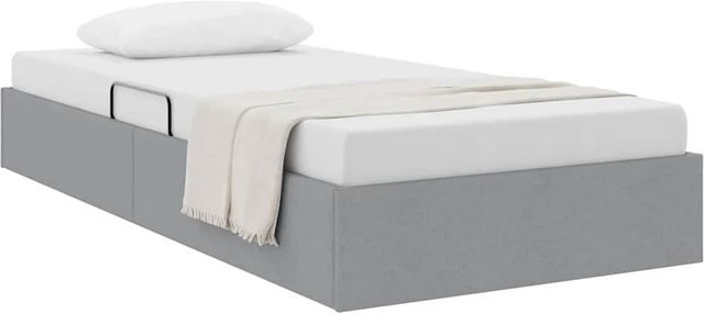 vidaXL Aufbewahrungsbett mit Kopfteil in Hellgrau aus Stoff und Metall, B/T/H: 90 x 200 x 140 cm - Bild 1