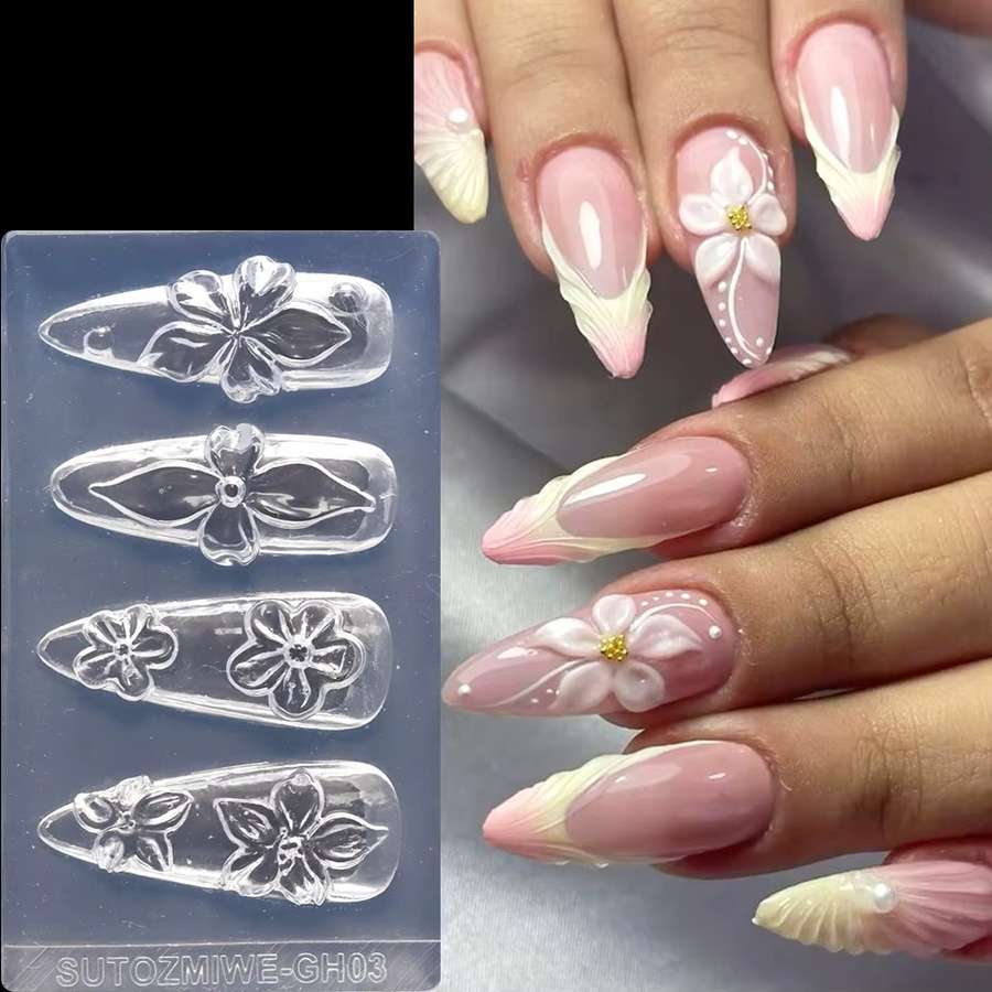 Full Beauty 3D Blumen-Nagel-Silikonform für Acryl-UV-Gel - Bild 2