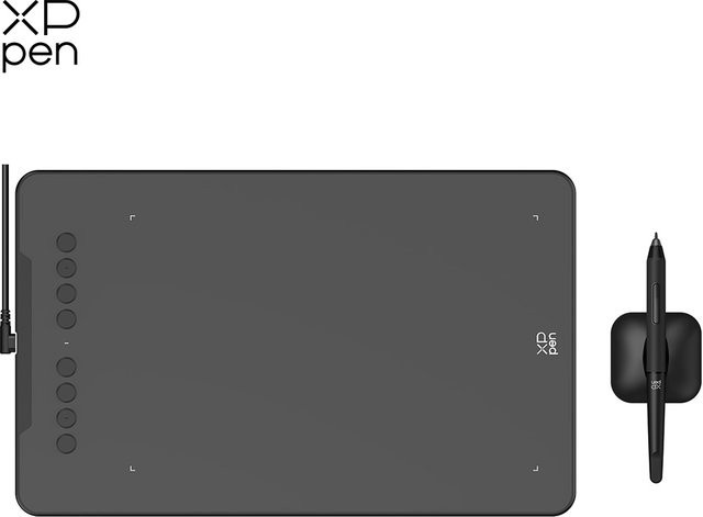 XPPen Deco 01 V3 Grafiktablett in Schwarz für Zeichnungen, Webkonferenzen und Online-Unterricht, Arbeitsfläche: 10 x 6 Zoll - Bild 1