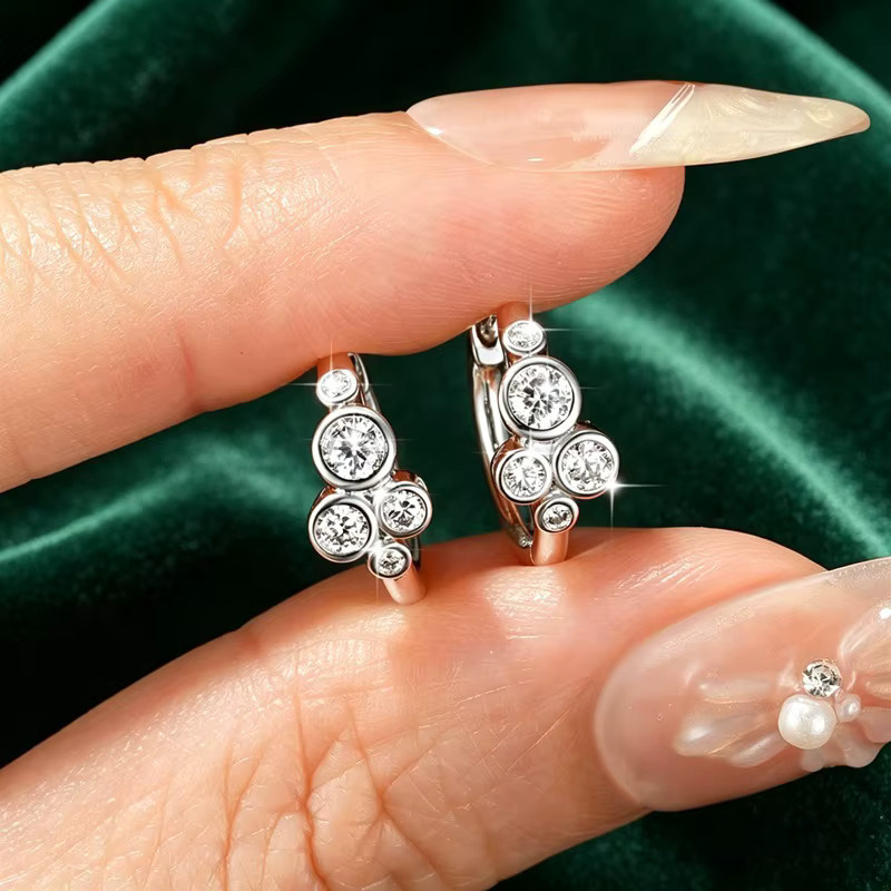 Lnngy Creolen-Ohrringe, 14 Karat Gold gefüllt, Moissanit, Damen - Bild 3
