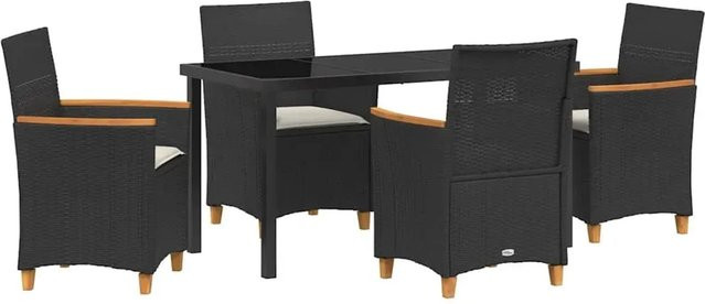 vidaXL Garten Essgruppe 5-teilig aus Poly-Rattan und Glas in Schwarz - Bild 1