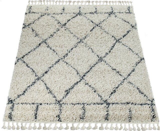 Hochflor-Teppich Nadori in Beige mit geometrischem Berber-Design, Breite: 60 cm, Länge: 100 cm - Bild 1