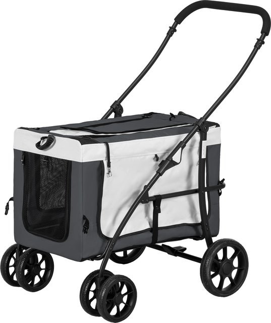 PawHut 2 in 1 Hundebuggy und Haustierwagen in Grau mit abnehmbarem Korb und Sicherheitsleinen für kleine und Miniaturhunde - Bild 1