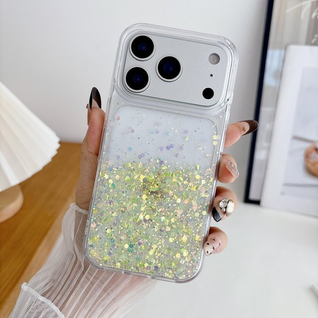 Glitzer Silikonhülle mit Nachtbeleuchtung und Neon Pailletten für dein iPhone in Grau - Bild 1