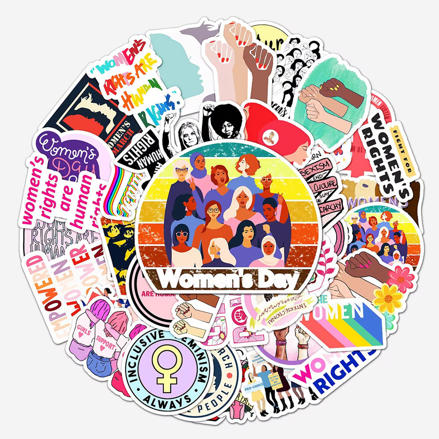 Rspctou Feministische Unterstützung Frauen Cartoon Graffiti Aufkleber, Wasserdicht, Multicolour - Bild 2