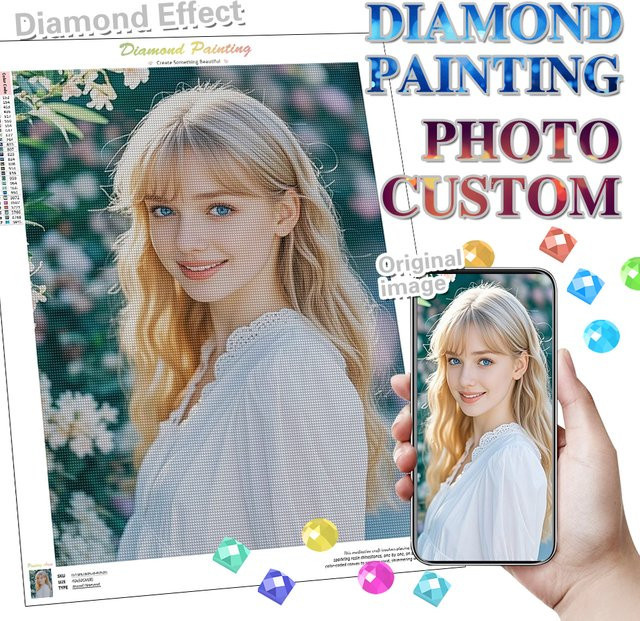 CHENISTORY 5D Diamantgemälde Set zum Selbermachen als individuelles Foto-Mosaik für Erwachsene, quadratisch, mehrfarbig - Bild 1