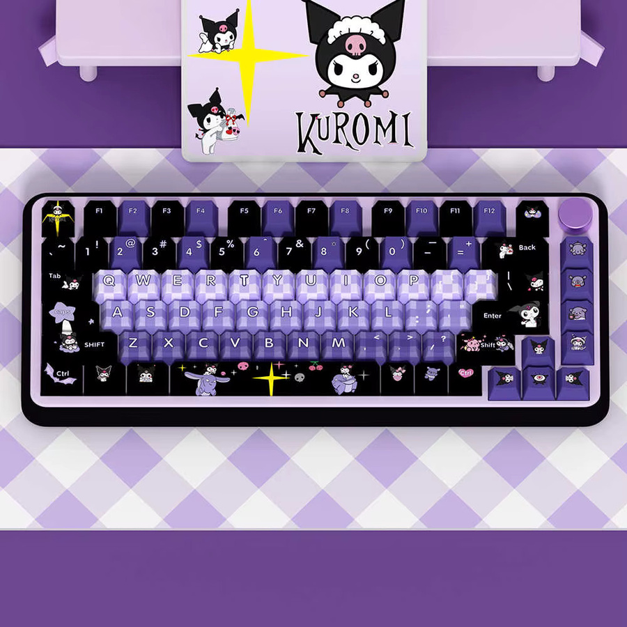 MINISO Sanrio Kurumi Anime Tastenkappen aus PBT im Cherry-Profil für MX-Switches, Farbe: Lila - Bild 4