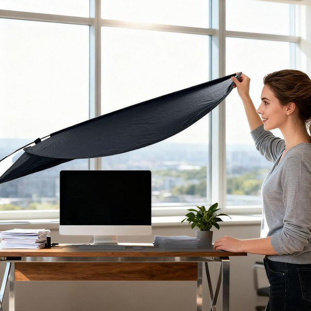 Verstellbarer Blendschutz und Sichtschutz für deinen Arbeitsplatz in Grau von Lntelligent Living Hall - Bild 1