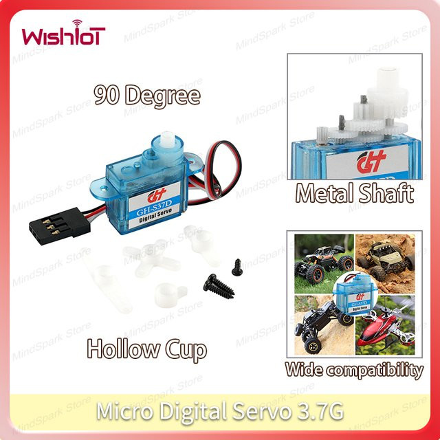 wishiot Mikro-Digitalservo, 3,7 g, Hohlbechermotor, 90-Grad-Servos - Bild 1