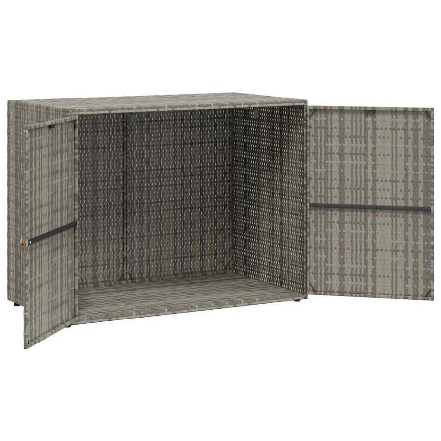 vidaXL Gartenschrank aus Polyrattan in Grau mit Türen und Regalböden, B/T/H: 100 x 55,5 x 80 cm - Bild 3