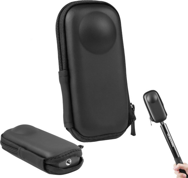VeFly Tragbare Aufbewahrungstasche für Insta360 One X2 und X3 Action-Kameras, wasserdichte Reise-Tragetasche mit PU-Shell in Schwarz - Bild 1