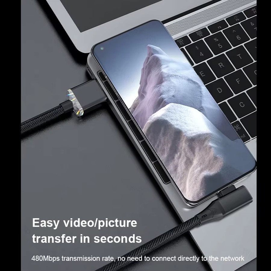 NNBILI USB Typ-C-Kabel 120W mit 180 Grad Winkel für schnelles Laden und Datenübertragung, USB-C auf USB-C Kabel für Huawei und Samsung - Bild 4