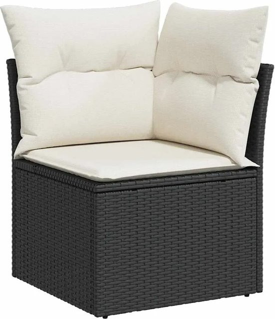 vidaXL Garten-Sofa-Set aus Poly Rattan mit Kissen, 9-teilig, Schwarz-Creme - Bild 1