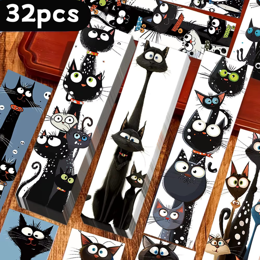 32 Stück Lesezeichen mit lustigen Katzenmotiven in Mehrfarbig, kreative künstlerische Designs aus Papier - Bild 3
