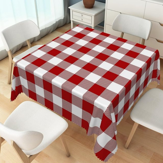 JMG Household Supplies Tischdecke mit rot-weißem Karomuster, rechteckig, wasserabweisend und waschbar, B: 90 cm, L: 140 cm - Bild 1