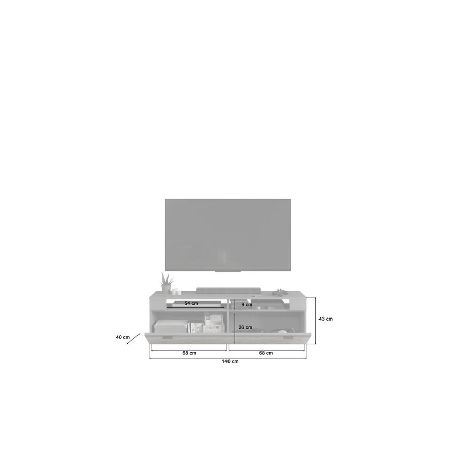 Modernes Lowboard Freno von xonox.home in Grau mit Holzoptik, B/H/T: 140 x 43 x 40 cm - Bild 3
