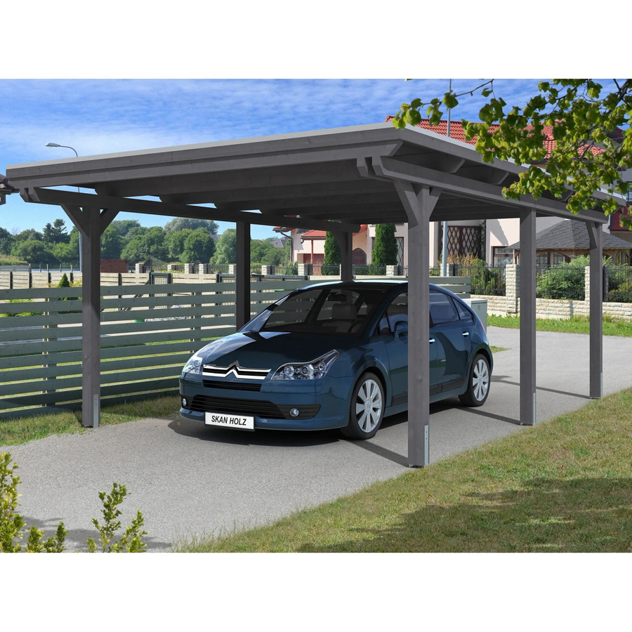 Skan Holz Carport Emsland farbbehandelt Schiefergrau B/T: 404 x 604 cm, Höhe: 242 cm - Bild 2