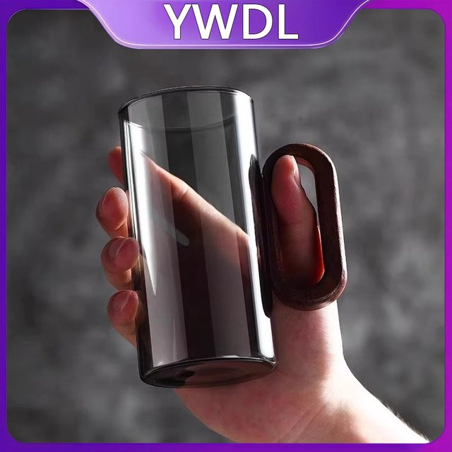YWDL Teetasse aus transparentem Hochborosilikatglas mit Holzgriff, 360 ml - Bild 1