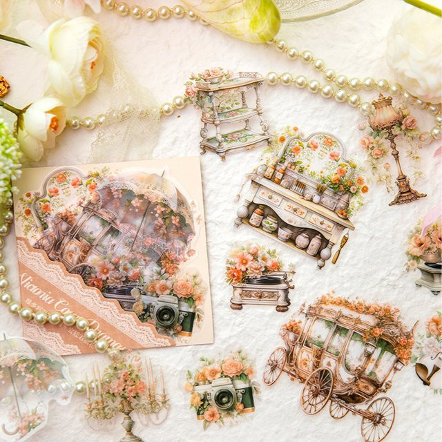 10 Stück Vintage Europäische Palast Aufkleber im luxuriösen Retro-Stil für Scrapbooking und DIY-Projekte, Mehrfarbig - Bild 1