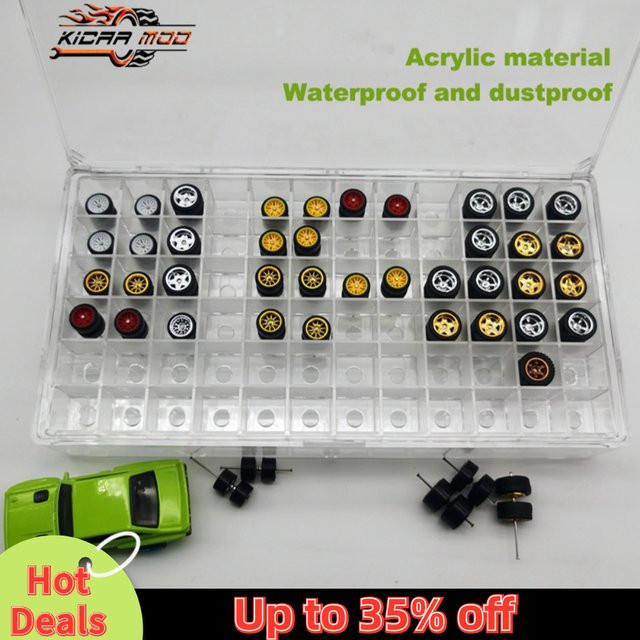 KICARMOD Acryl-Aufbewahrungsbox für 1/64 Modellauto-Radnaben, Weiß, Zubehör - Bild 1