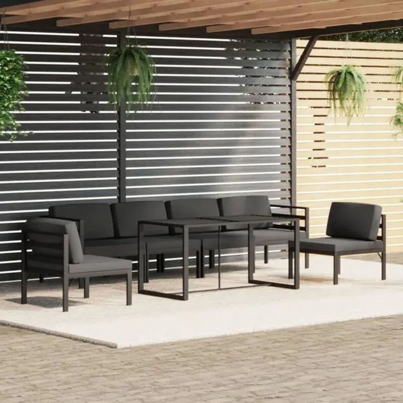 7-tlg. moderne Gartenlounge-Set aus Aluminium mit Kissen in Anthrazit von vidaxl - Bild 1
