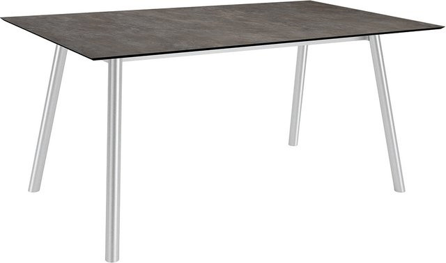 Stern Tisch Interno Silverstar 2.0 Stone mit Edelstahl-Vierkantrohr in Grau, B/T/H: 180 x 100 x 75 cm - Bild 1