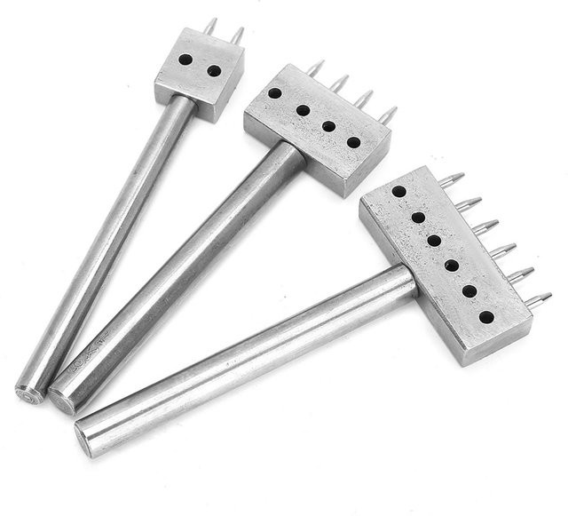 GoolRC 3er Set Lederlochstanzer aus Stahl in Silber für DIY Handwerk und Gürtel mit 8 mm Lochgröße - Bild 1