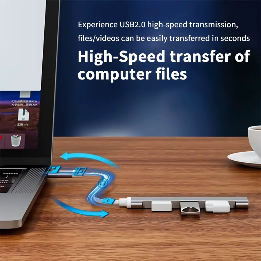 4 in 1 USB C Docking Station Hub Adapter mit USB 3.0 in Silber für MacBook Pro, iPad, Samsung und HP Laptop - Bild 2