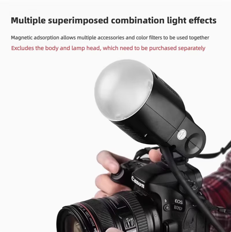 Godox AK-R11 Universelle halbrunde Softbox als magnetischer Blitz-Diffusor für Godox V1 und AD100pro in Weiß und Orange - Bild 3