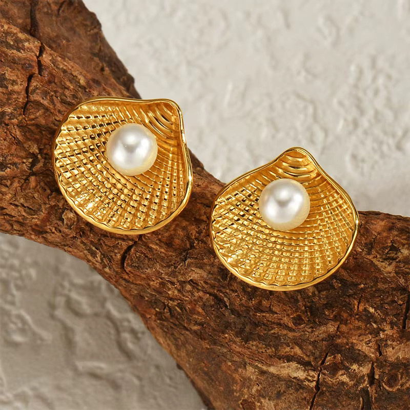 PRISCA Ohrringe, Perle, Edelstahl, Gold, Damen - Bild 3