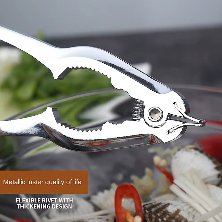 Multifunktionaler Muschelöffner aus Metall in Silber mit ergonomischem Griff für Meeresfrüchte - Bild 2