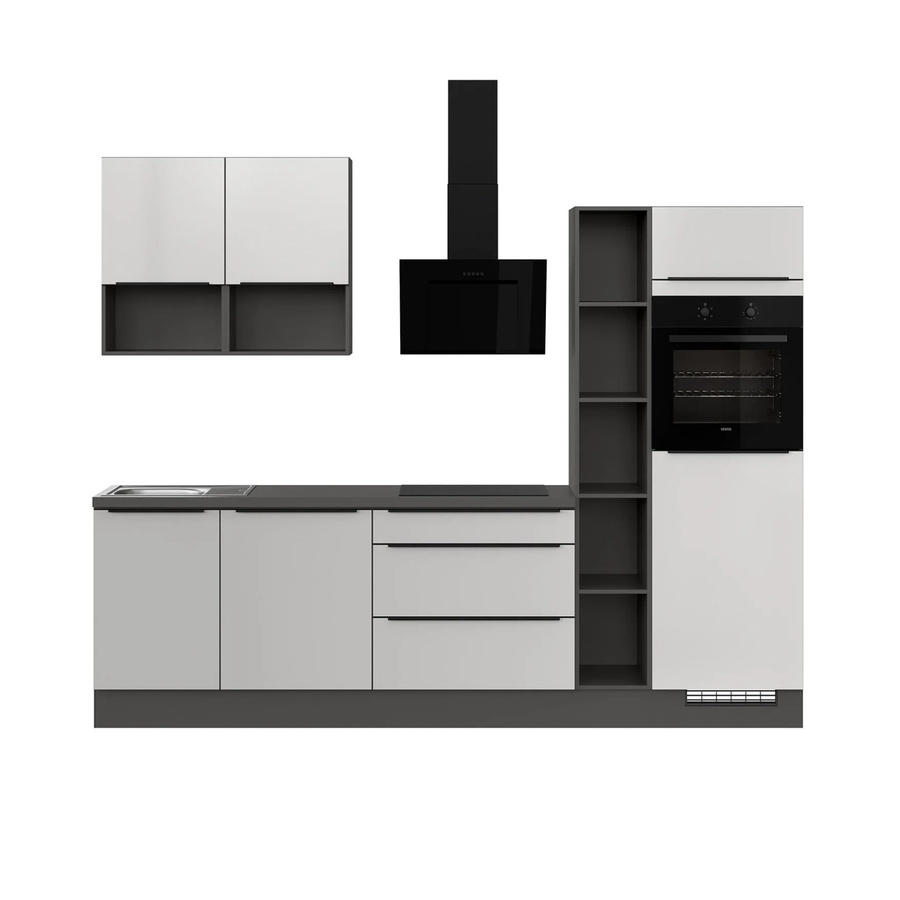 Impuls Küchen Küchenzeile IP 4050 Modern in Weiss und Grau mit Soft-Close-Türen, B: 280 cm, H: 190,7 cm, T: 58 cm - Bild 2