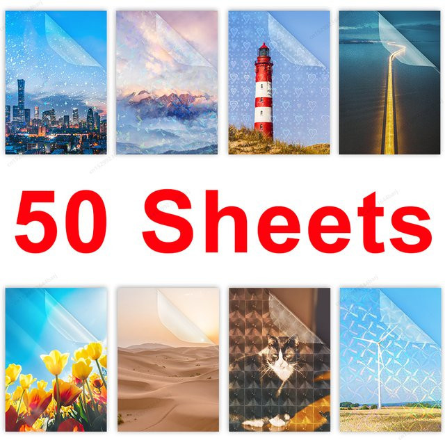 Selbstklebende Kaltlaminierfolie A4 mit holografischem Sand- und Sternen-Effekt, 50 Blatt, transparent und wasserfest - Bild 1