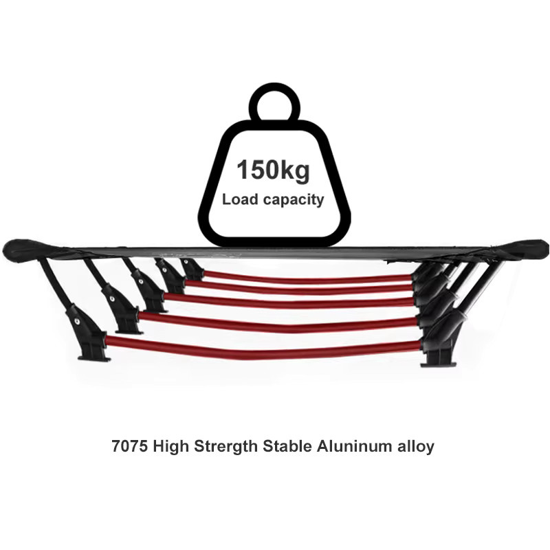WESTTUNE Ultraleichtes Campingbett aus Aluminiumlegierung, zusammenklappbar und tragbar, Schwarz - Bild 3