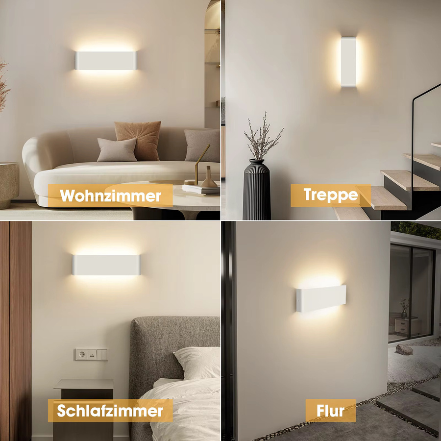 LEOEU LED Innen-Wandleuchte aus Aluminium in Weiß mit Auf- und Abwärtsbeleuchtung, 12W, 3000K Warmweiß, Rechteckig, B/H: 30 x 30 cm - Bild 4