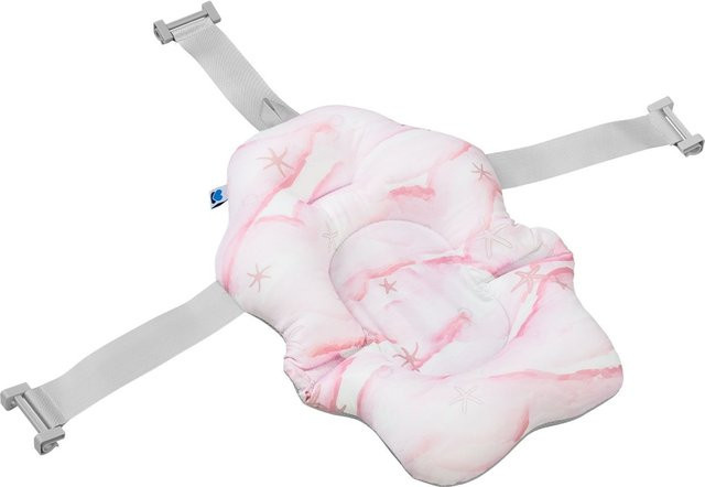Kikkaboo Baby Badekissen Nubo Wannenauflage mit Kunststoff-Clips in Rosa und Weiß - Bild 1